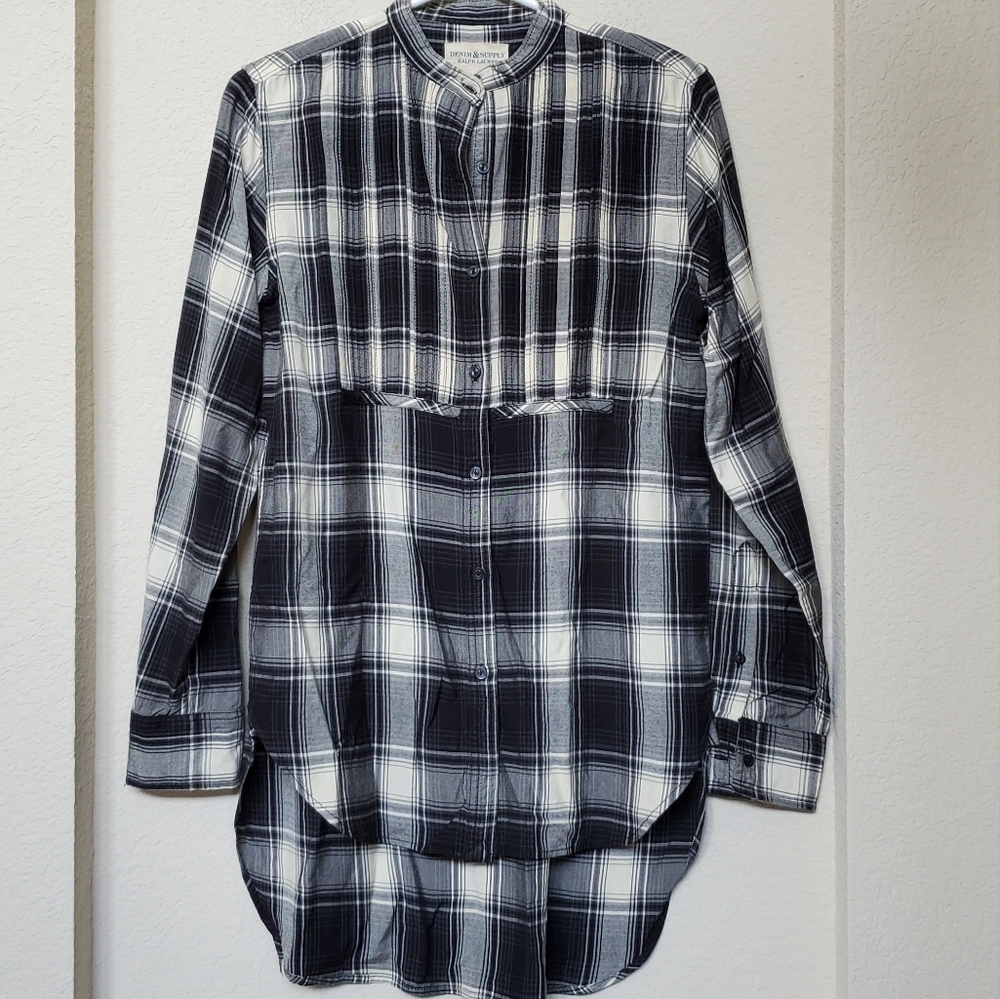 Denim & Supply Ralph Lauren Pintuck Plaid Shirt. Size Small